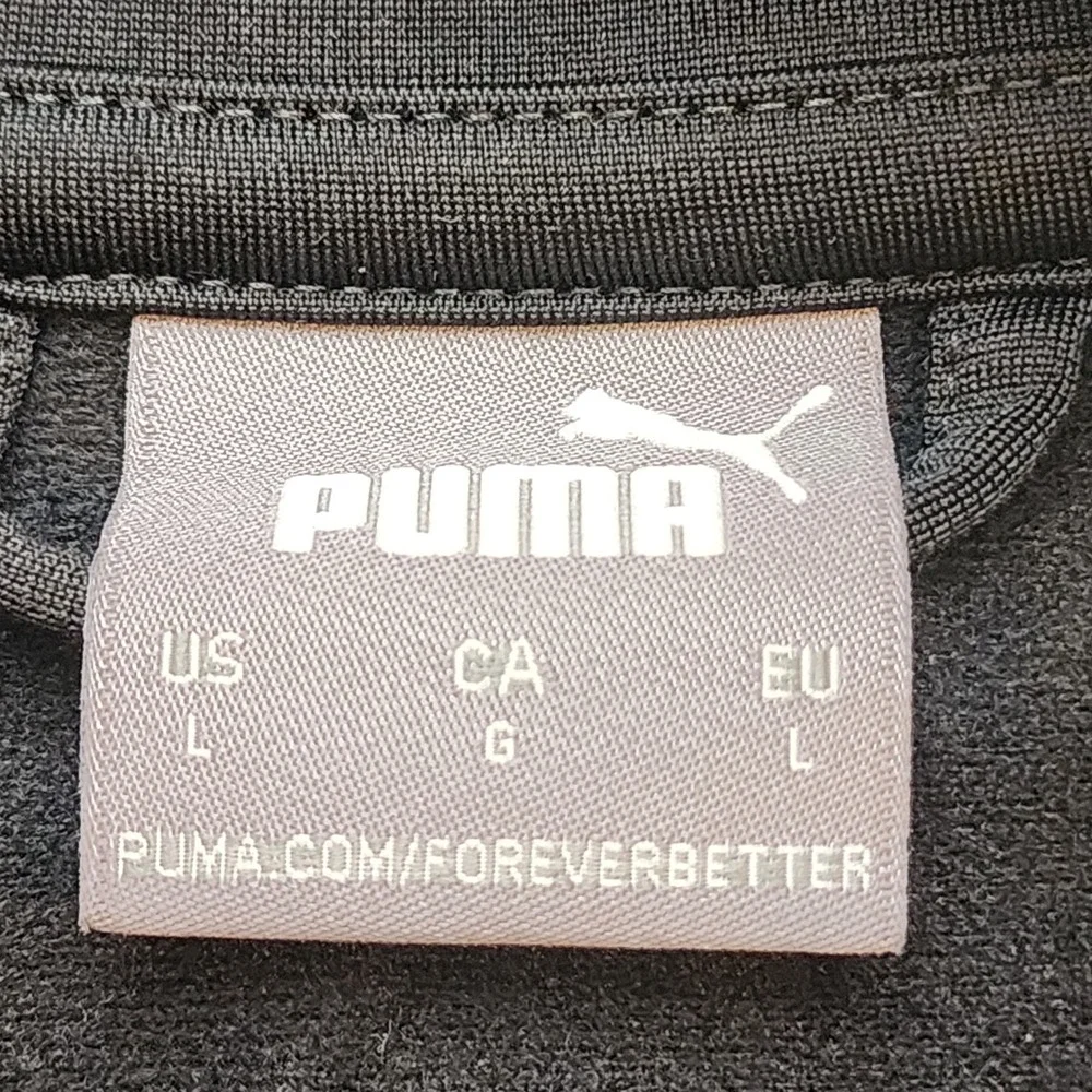 PUMA Mens Large Black Track Jacket Multicolor Stripe Full Zip Retro Athletic y2k